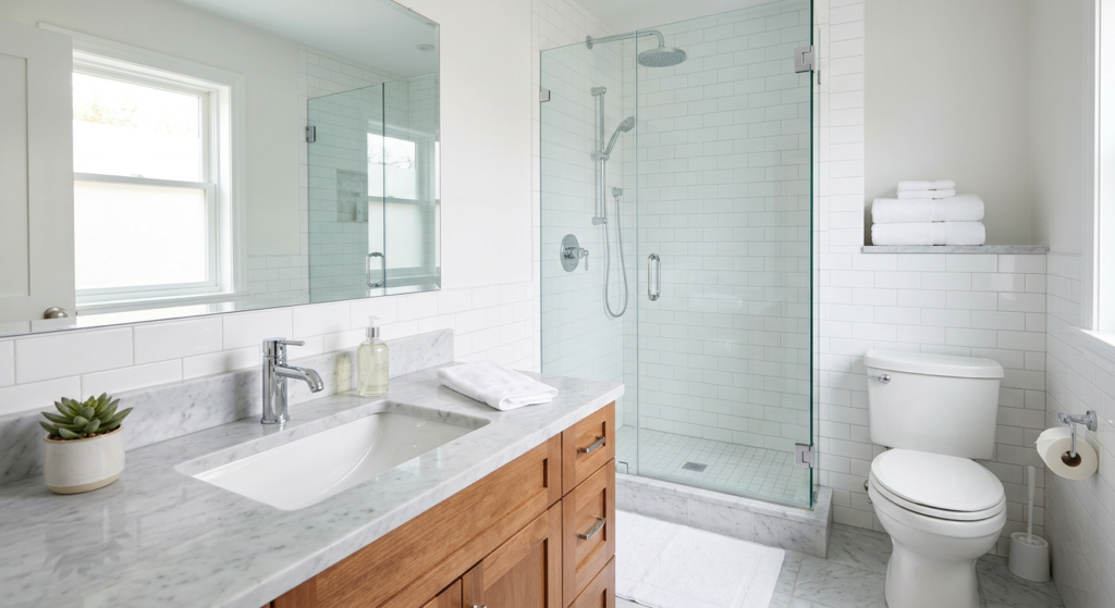 Freshly cleaned bathroom after professional house cleaning service in Glenpool, OK.