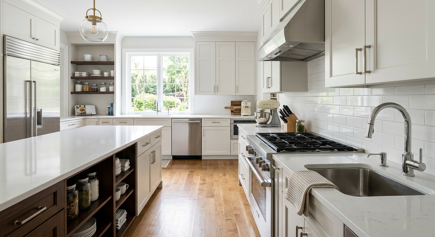 Freshly cleaned kitchen after professional house cleaning and maid service in The Village, OK.