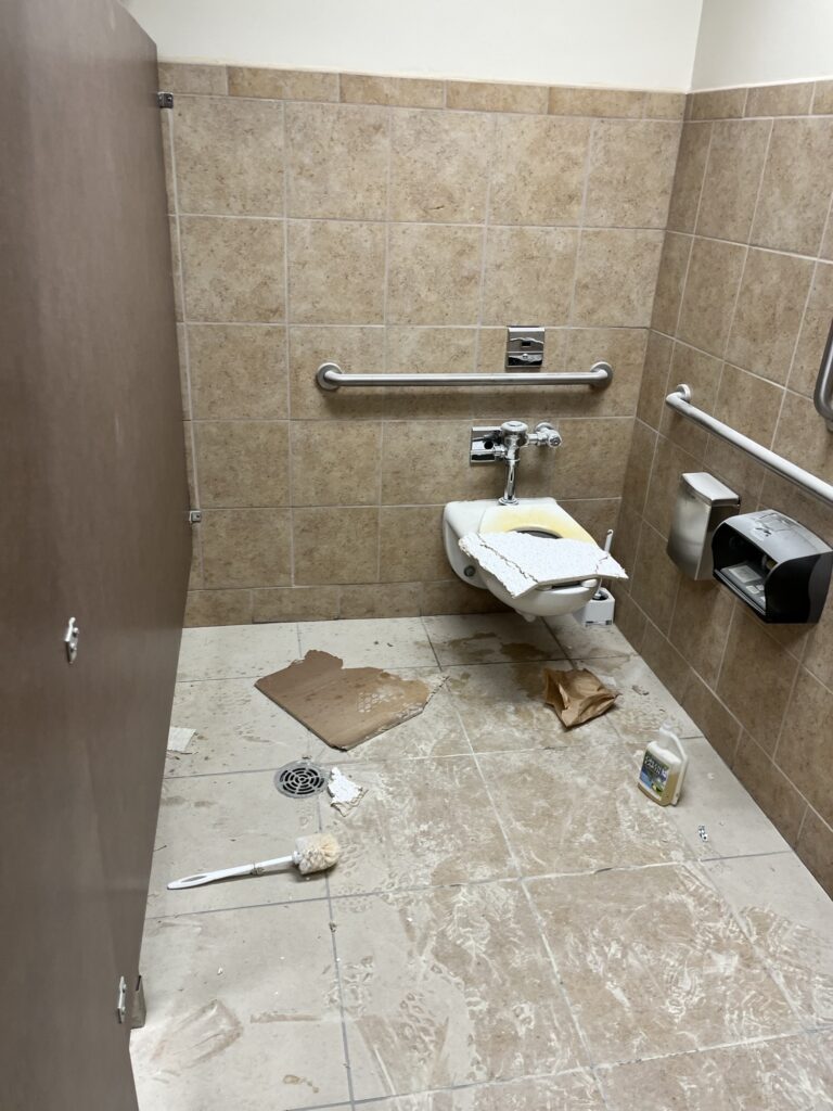 Al Pearl dirty bathroom stall