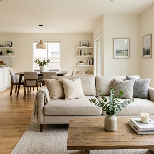Freshly cleaned living room after professional deep cleaning service in Owasso, OK.