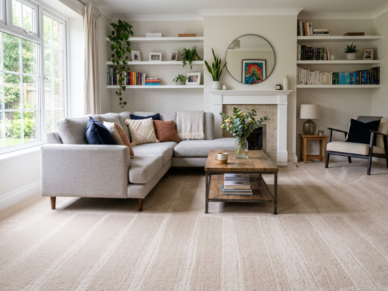 Freshly cleaned living room maintained with professional weekly house cleaning service in Owasso, OK.