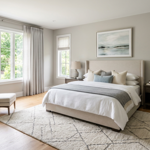 Professional master bedroom cleaning in Owasso, OK, featuring a clean and tidy bedroom after residential maid service.